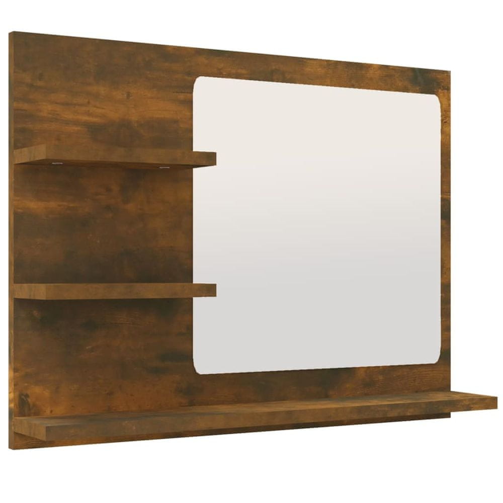 Vidaxl Kúpeľňové zrkadlo dymový dub 60x10,5x45 cm spracované drevo